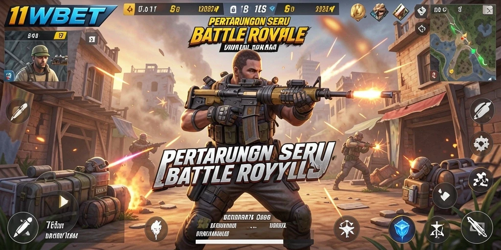 Tampilan gameplay 11WBET yang menegangkan dalam pertempuran Battle Royale.
