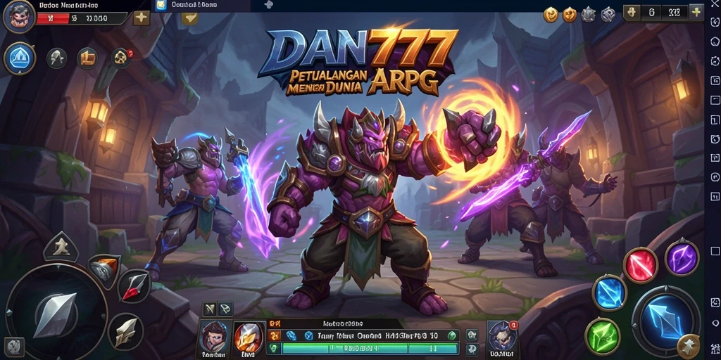 Screenshot utama DAN777 menunjukkan aksi pertempuran epik dalam dunia fantasi.