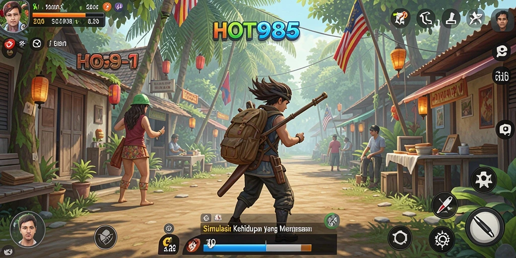 Tampilan gameplay HOT985 dengan interaksi karakter dan lingkungan yang dinamis.