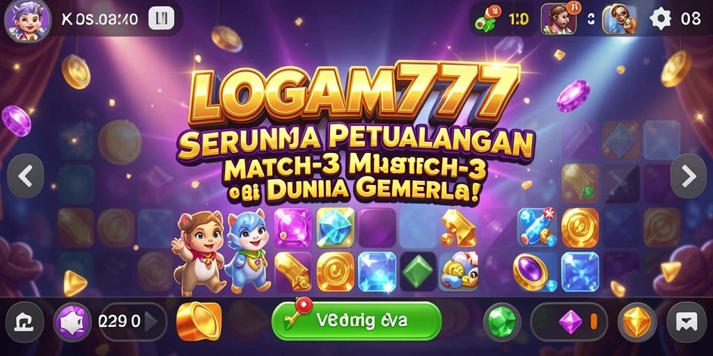 Tampilkan gameplay seru LOGAM777 dalam aksi Match-3.