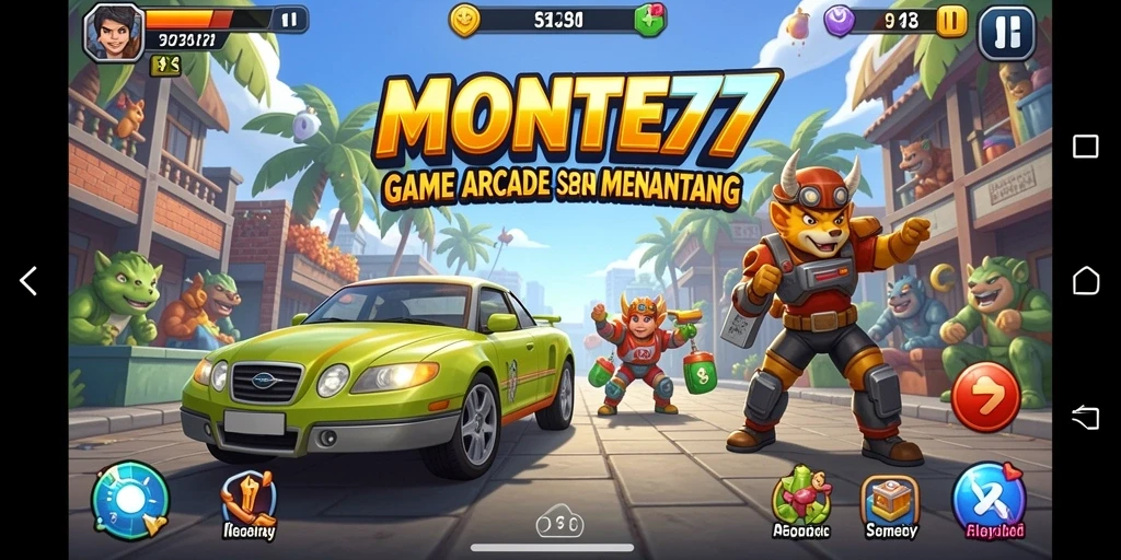 Tampilan screenshot MONTE77 yang menunjukkan gameplay Arcade yang dinamis.