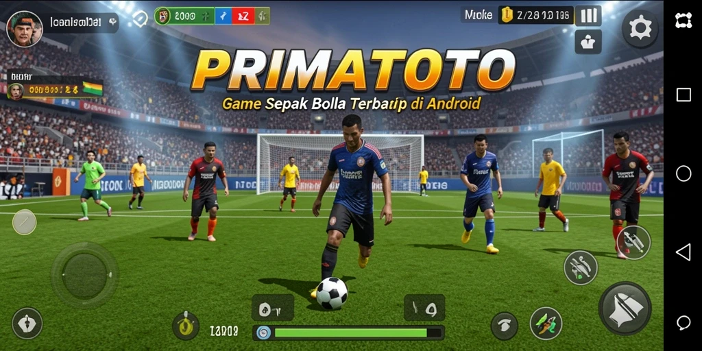 Tampilan gameplay seru dari PRIMATOTO dengan aksi sepak bola yang realistis.