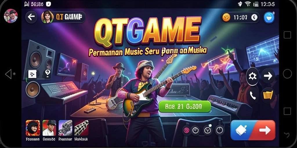 Tampilan gameplay QTGAME yang seru dan interaktif saat bermain musik.