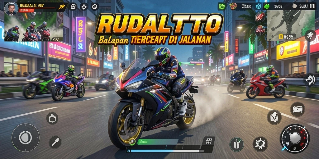 Tampilan gameplay RUDALTOTO yang mendebarkan di trek balapan.