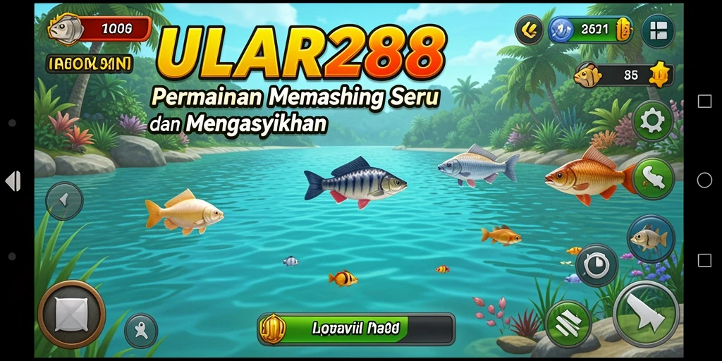 Tampilan gameplay seru dari ULAR288 saat memancing ikan.
