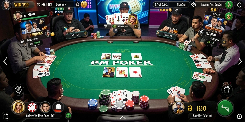 Tampilan gameplay WIN199 yang mendebarkan dalam permainan Poker.
